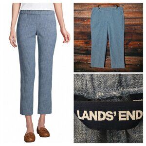 Lands End Pants Size 18 Pull On Mid Rise Crop Chambray Blue